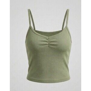 Cotton On Women’s Large Green Babydoll Tank Top Cropped Y2K Casual summer